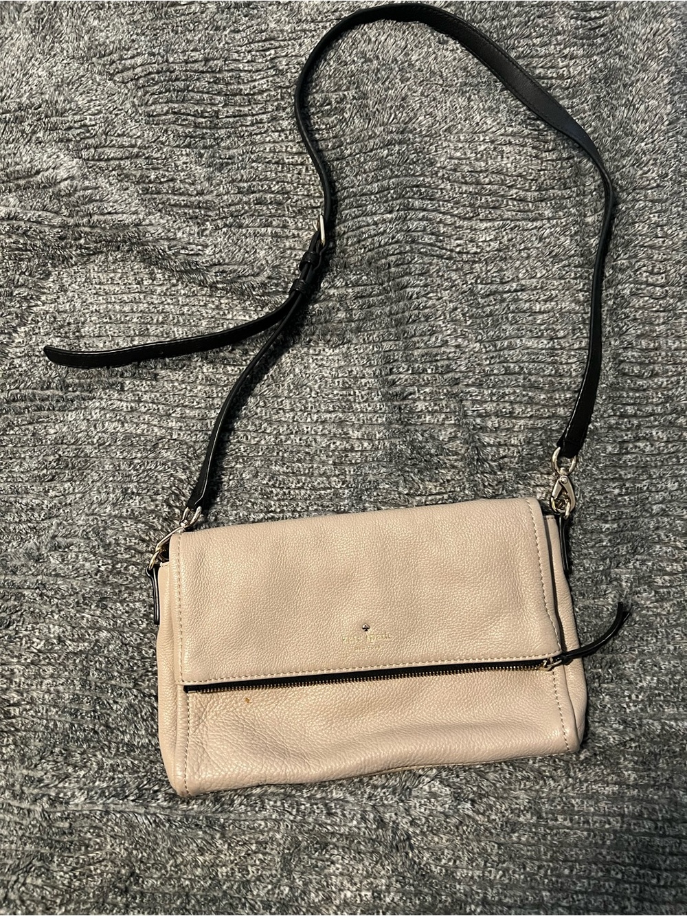kate spade Beige Leather Crossbody with Black Strap